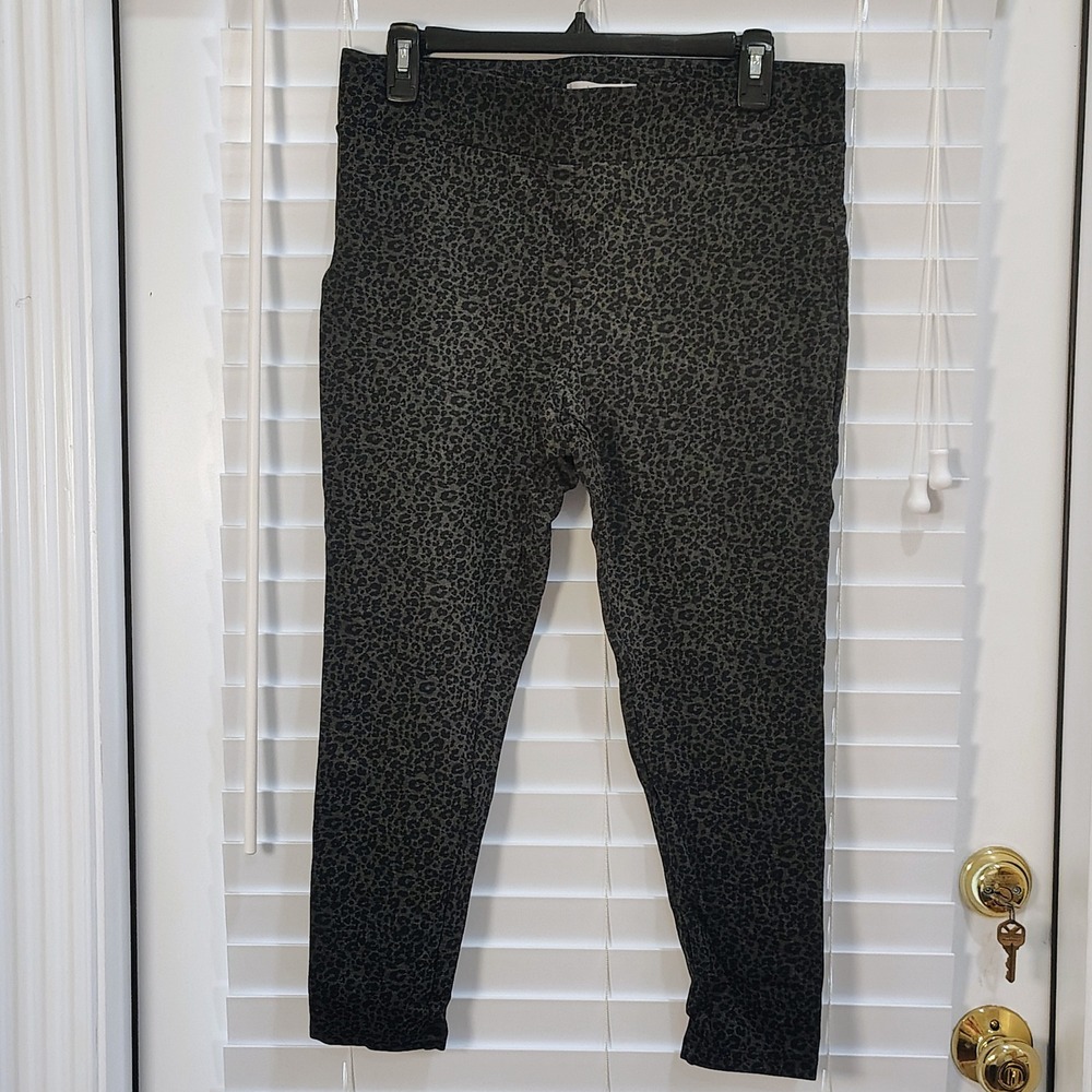 Grunge Pull-on Leopard Pants Skinny Ankle Women LP Y2K Whimsigoth Stretch Gray
